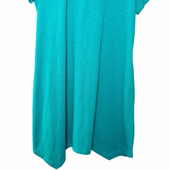 Soft Surroundings Danielle Button Dress XL Teal Asym Hem Pocket Casual Comfy - Picture 10 of 11